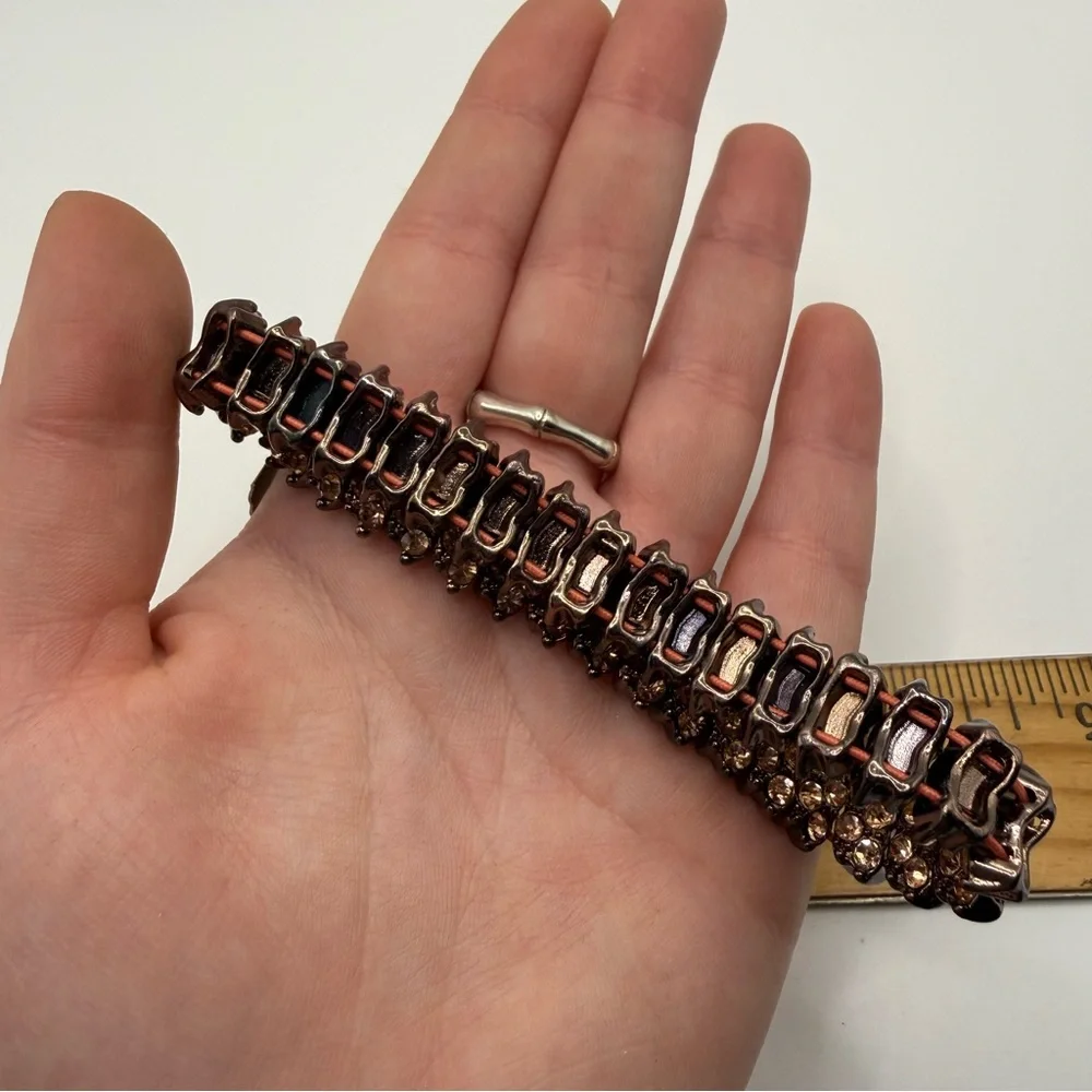 Monet Rose Gold Brown Rhinestone Stretch Bracelet - Picture 7 of 8